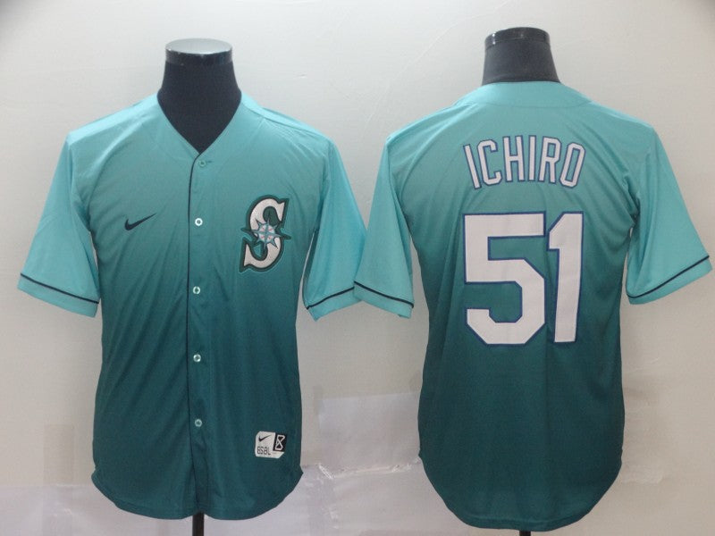 Men's Seattle Mariners Ichiro Suzuki #51 Green gradient Jersey